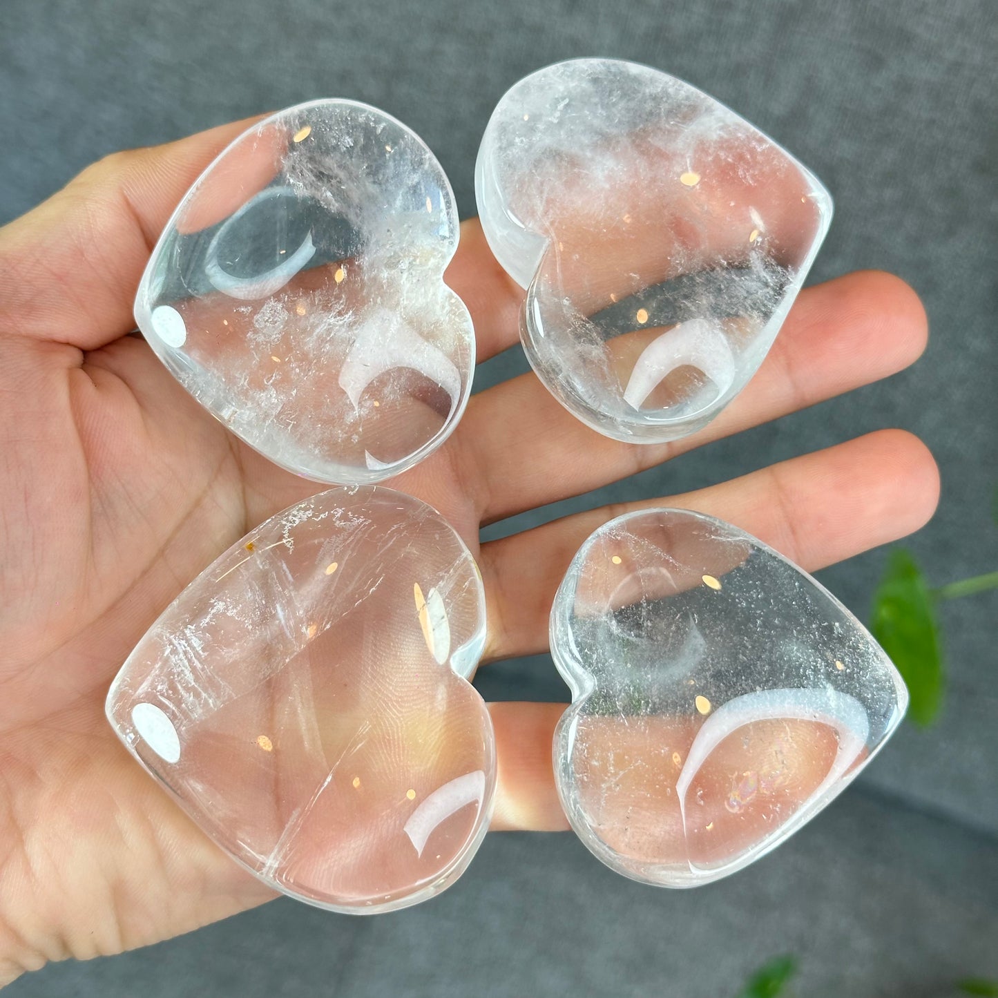 Natural Clear Quartz Heart Bag VIP Figurine - Large