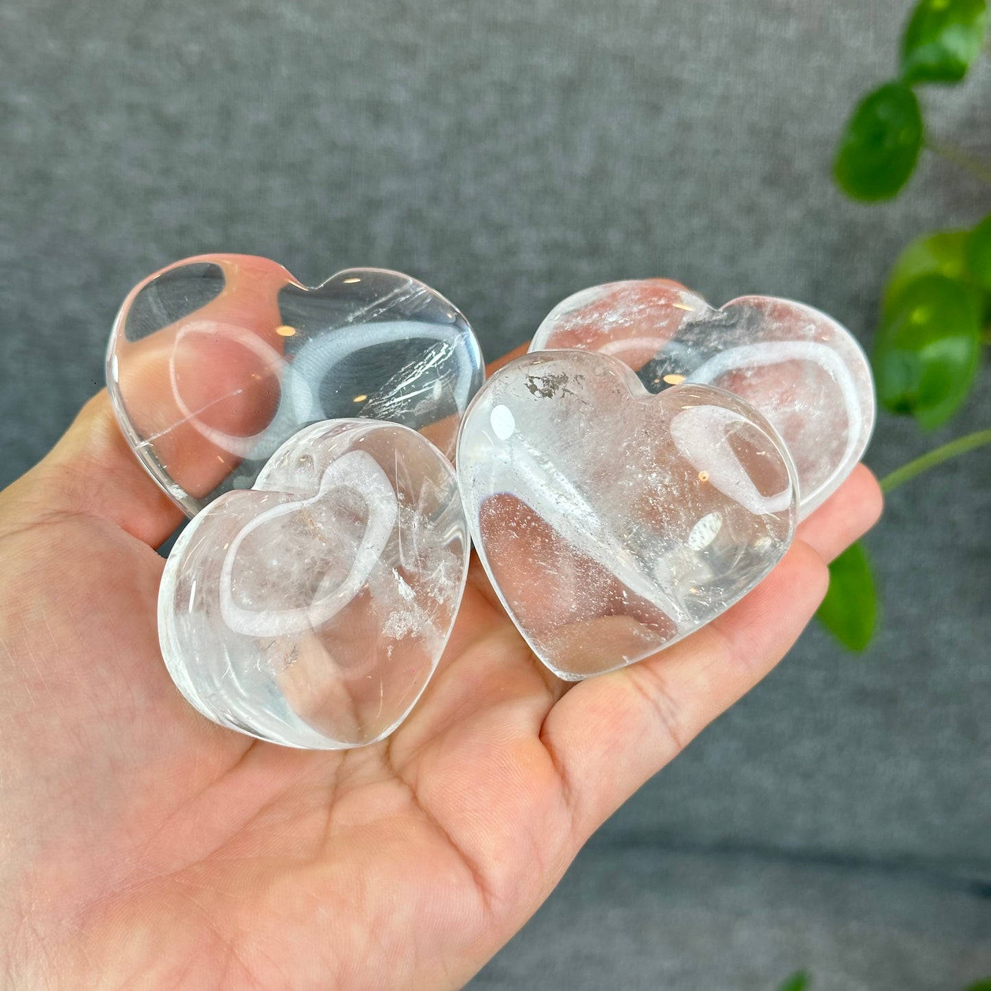 Natural Clear Quartz Heart Bag VIP Figurine - Large
