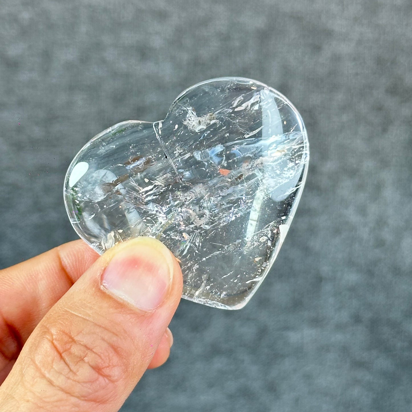 Natural Clear Quartz Heart Bag VIP Figurine - Medium