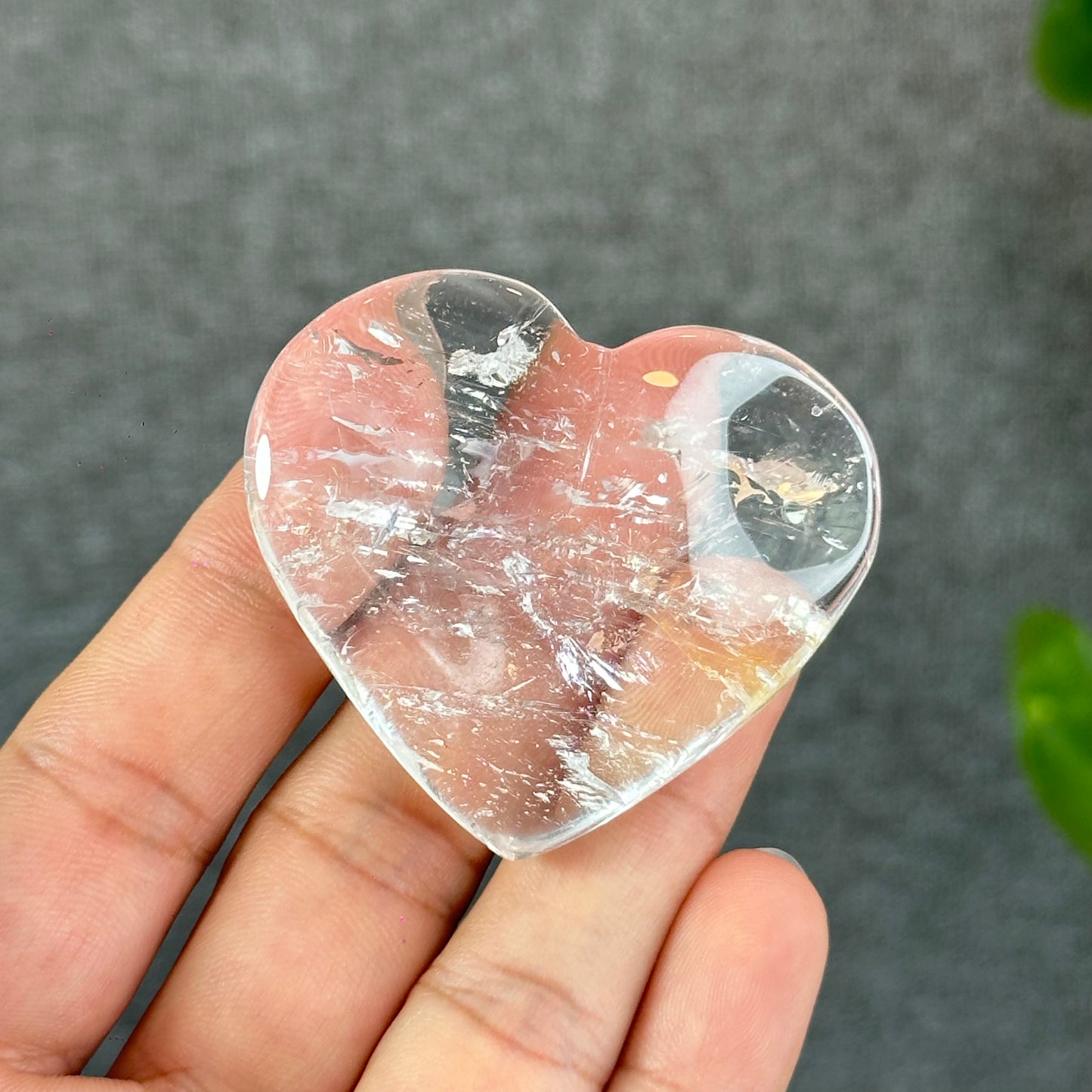 Natural Clear Quartz Heart Bag VIP Figurine - Medium