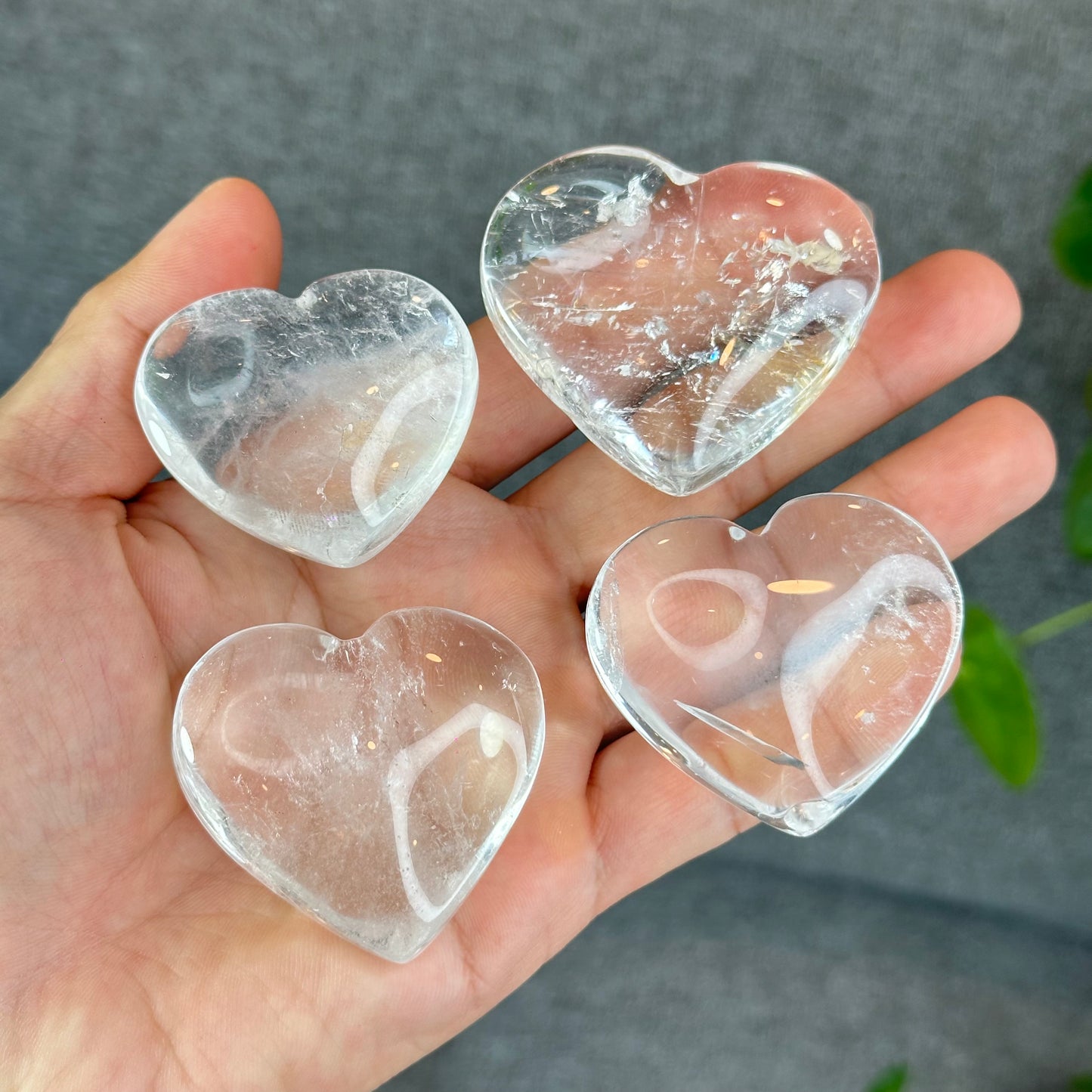 Natural Clear Quartz Heart Bag VIP Figurine - Medium
