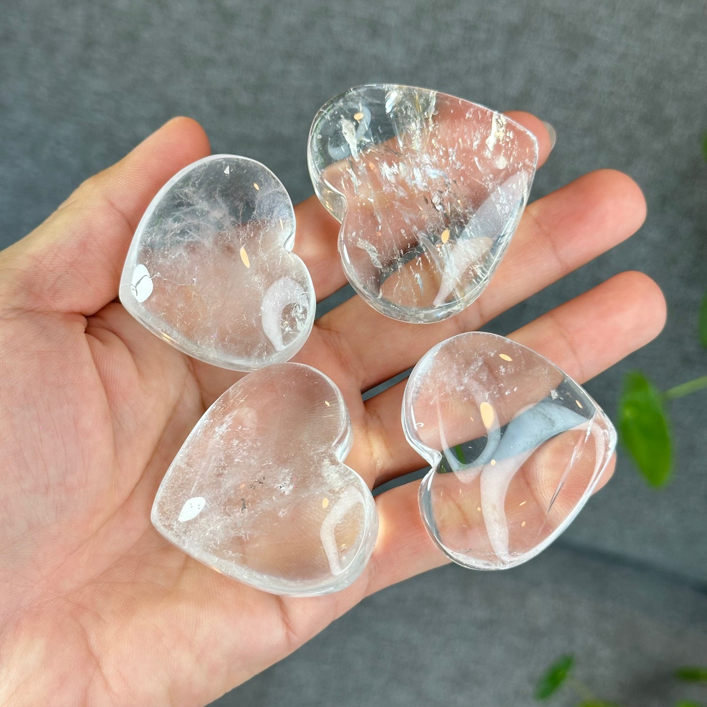 Natural Clear Quartz Heart Bag VIP Figurine - Medium