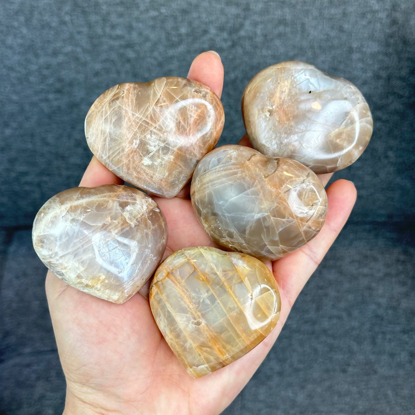 Natural Orange Moonstone Heart Stone