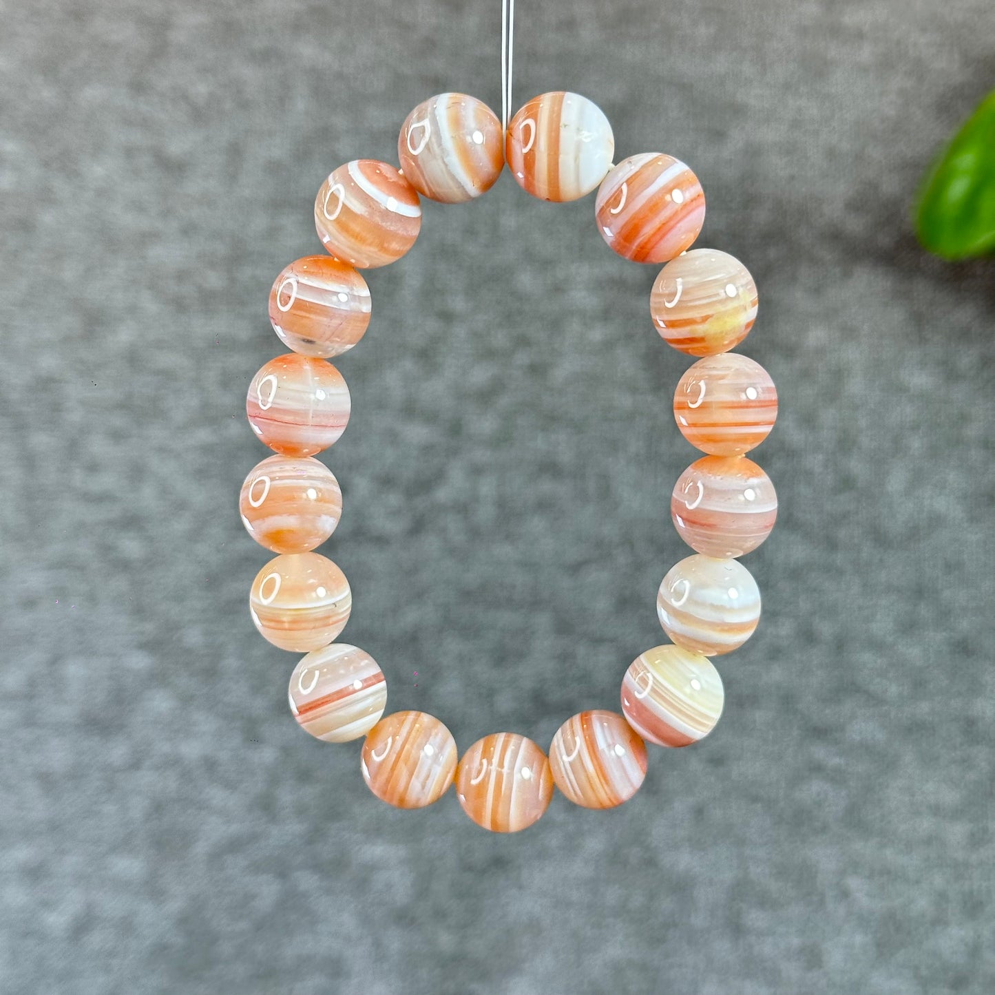 Botswana Pink Light Stripes Natural Agate Bracelet Size 12.5 mm