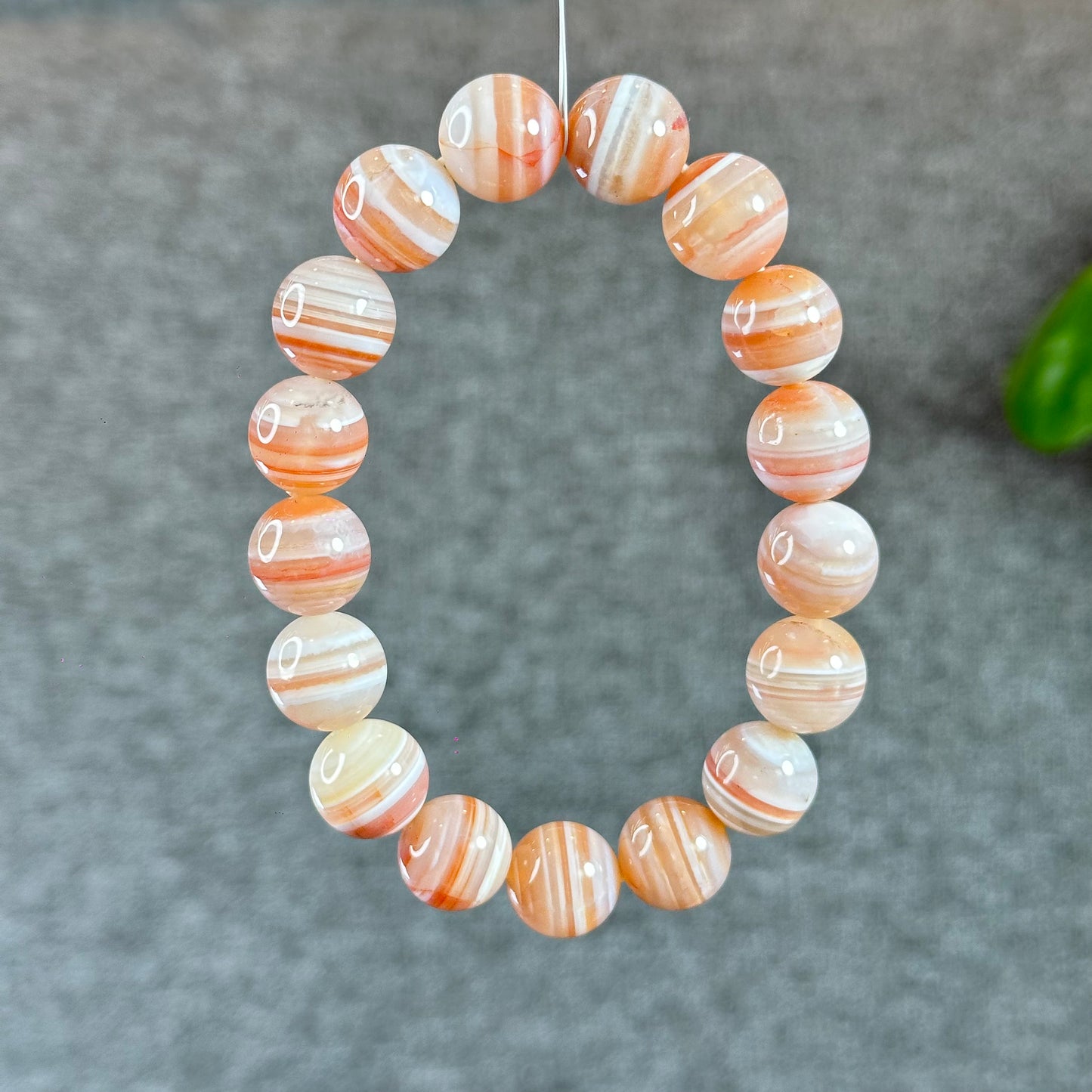 Botswana Pink Light Stripes Natural Agate Bracelet Size 12.5 mm