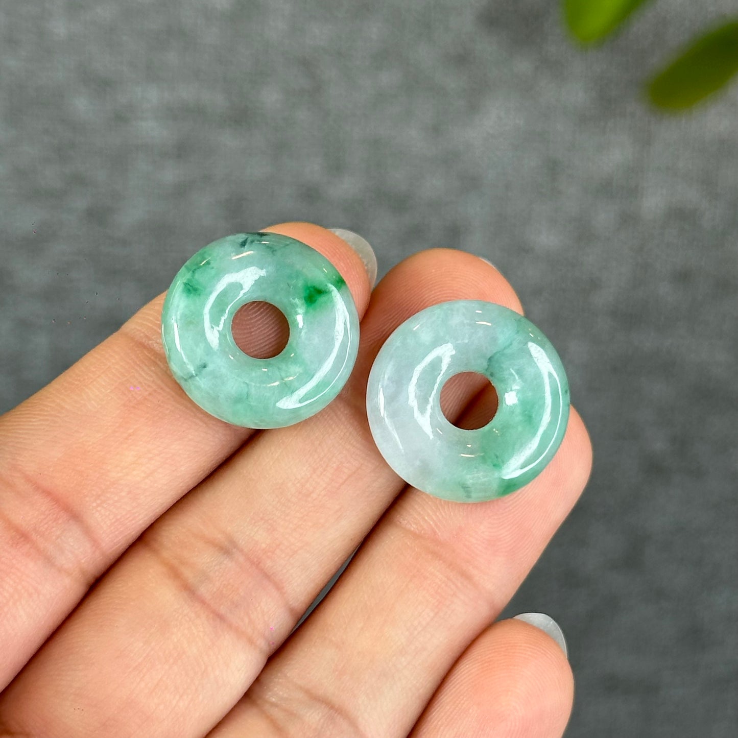 Natural Semi-Translucent Apple Green Donut Jadeite Jade Charm