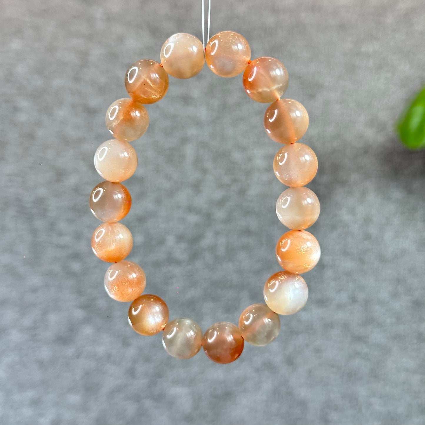 Natural Peach Sunstone Moonstone Bracelet Size 11.4 mm