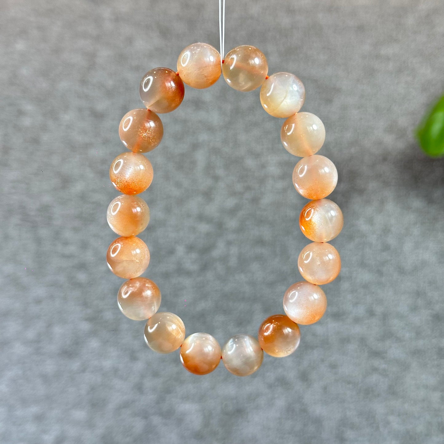 Natural Peach Sunstone Moonstone Bracelet Size 11.4 mm