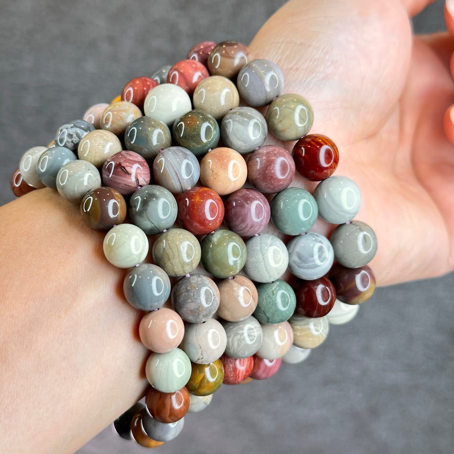 Multi Colour Natural Alashan Agate Bracelet Size 11.5 mm