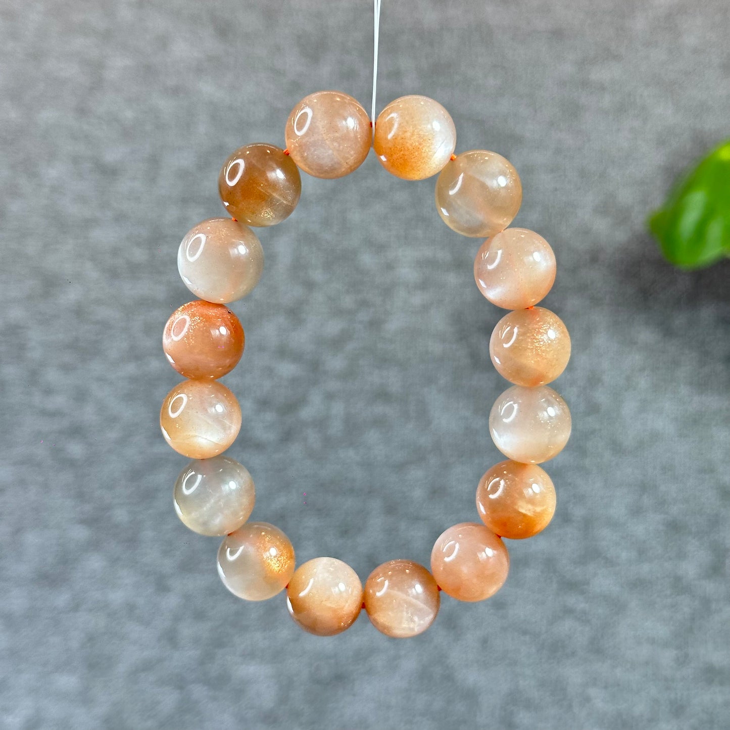 Natural Peach Sunstone Moonstone Bracelet Size 13 mm