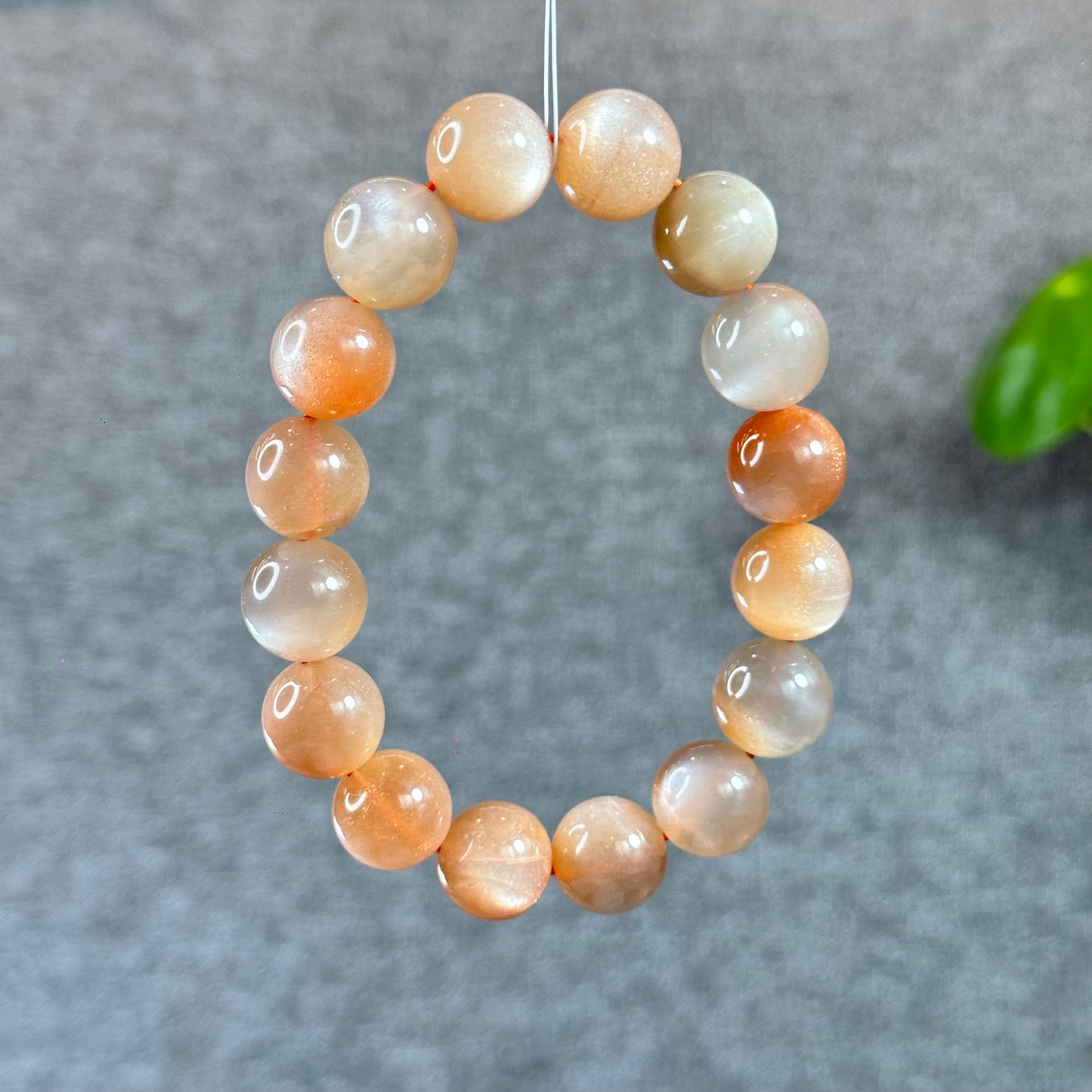 Natural Peach Sunstone Moonstone Bracelet Size 13 mm