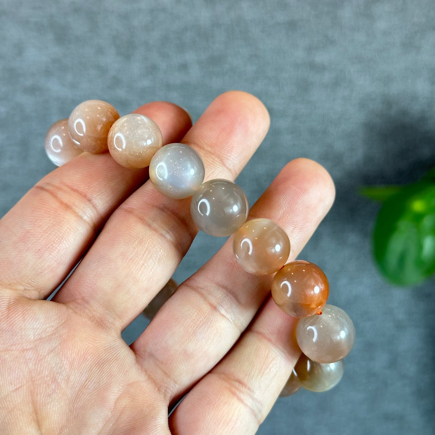 Natural Peach Sunstone Moonstone Bracelet Size 13 mm