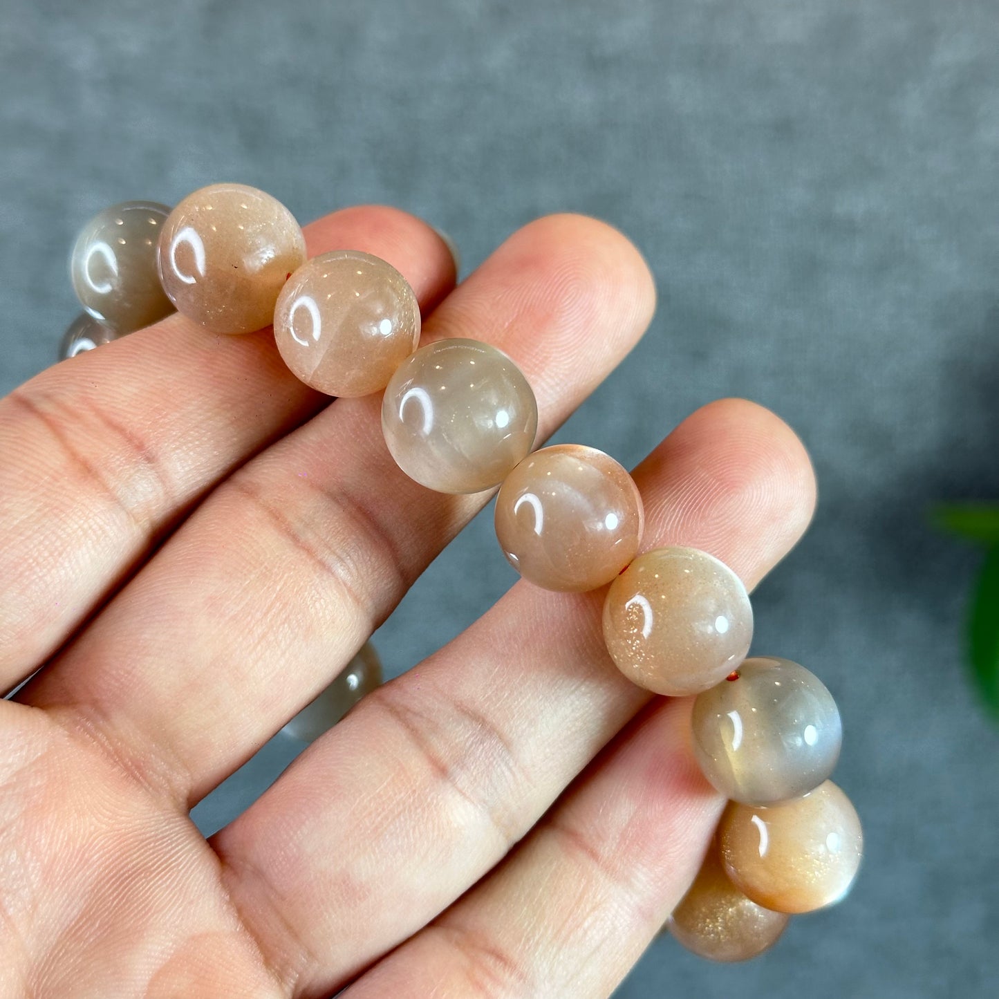 Natural Peach Sunstone Moonstone Bracelet Size 13 mm