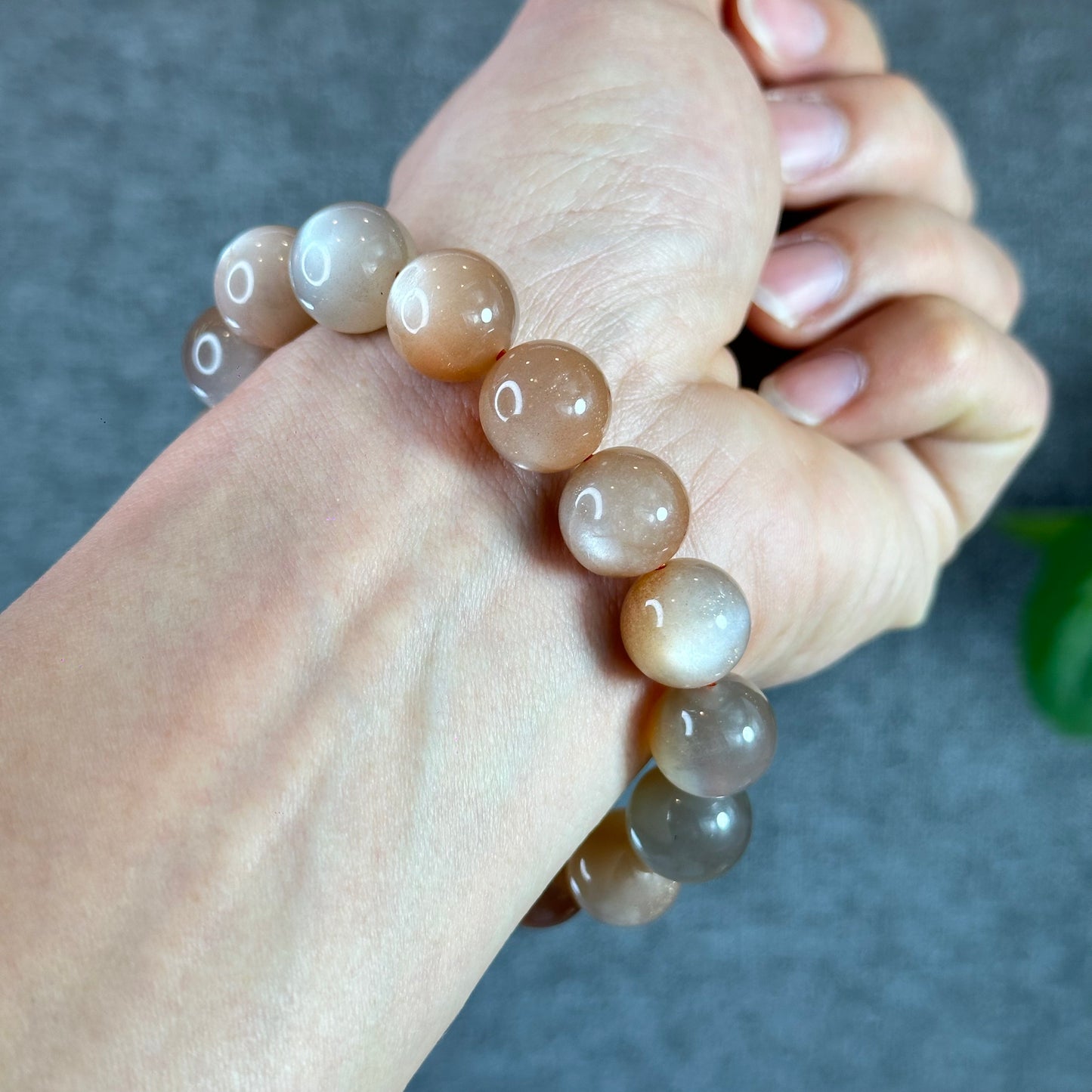 Natural Peach Sunstone Moonstone Bracelet Size 13 mm