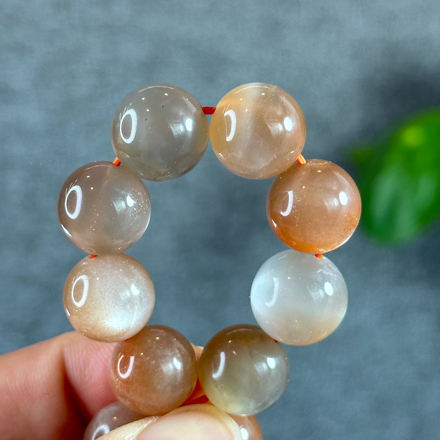 Natural Peach Sunstone Moonstone Bracelet Size 13 mm