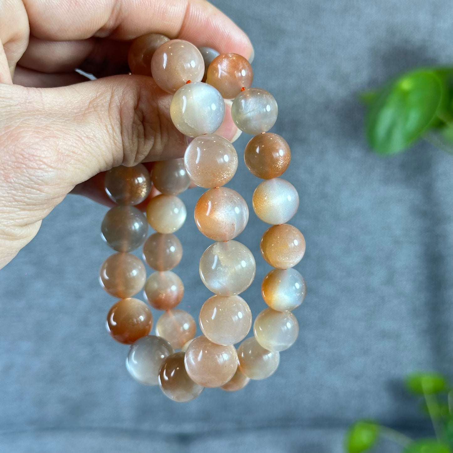 Natural Peach Sunstone Moonstone Bracelet Size 13 mm