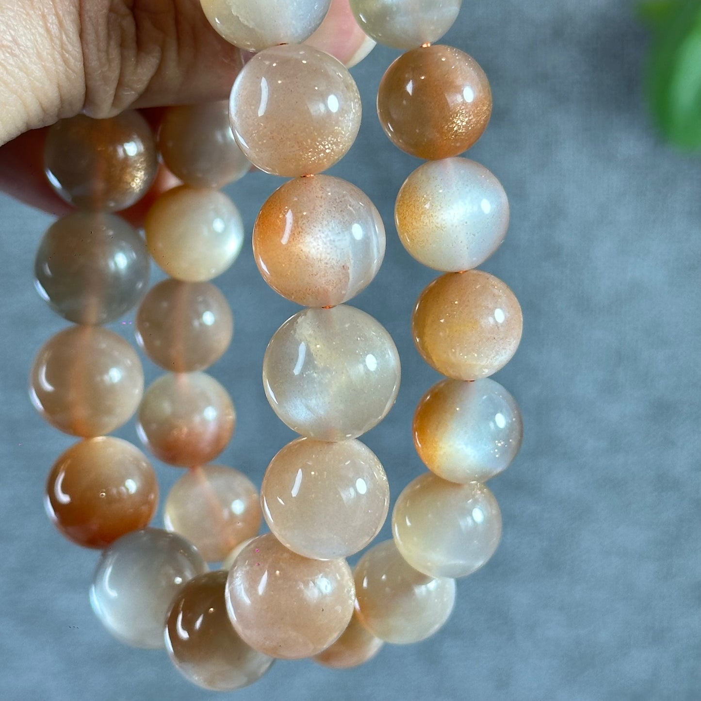 Natural Peach Sunstone Moonstone Bracelet Size 13 mm