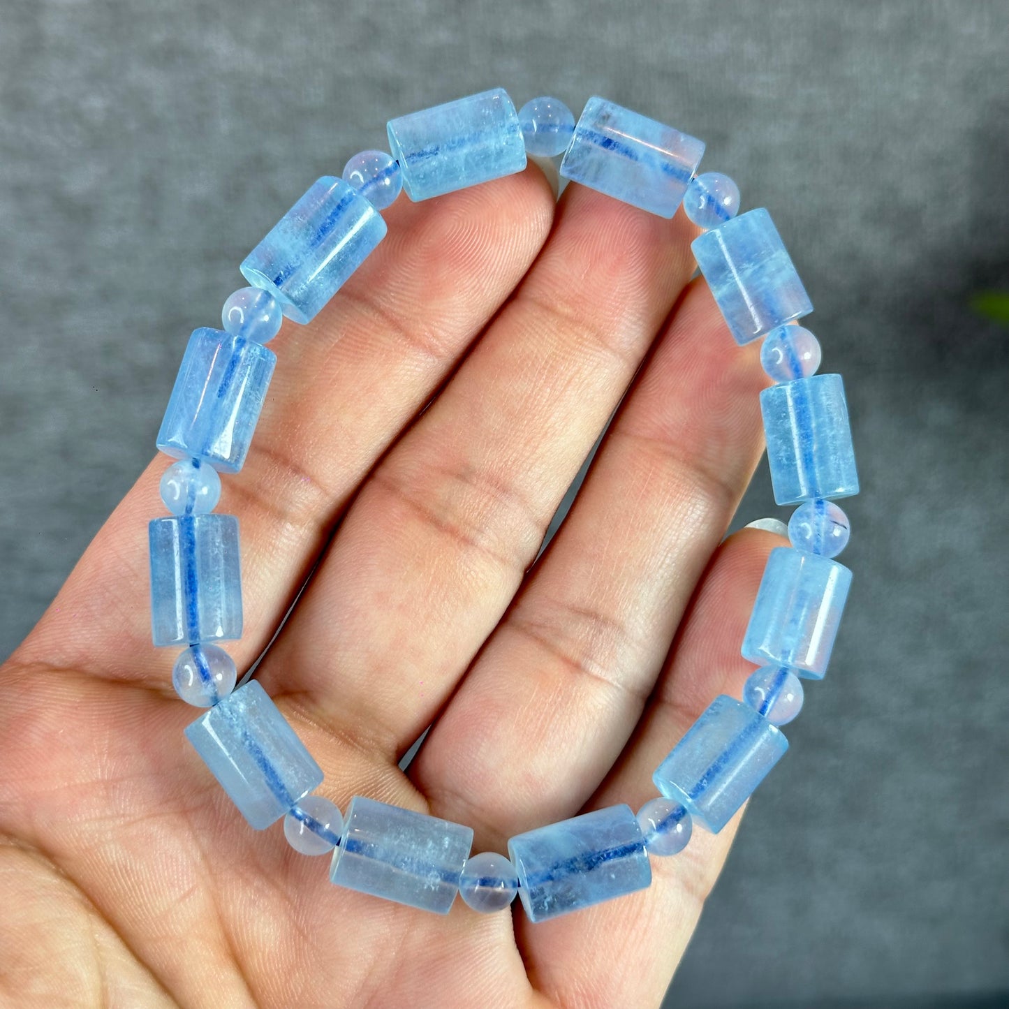 Bracelet Mixte Lu String Aigue-Marine Taille 8 mm