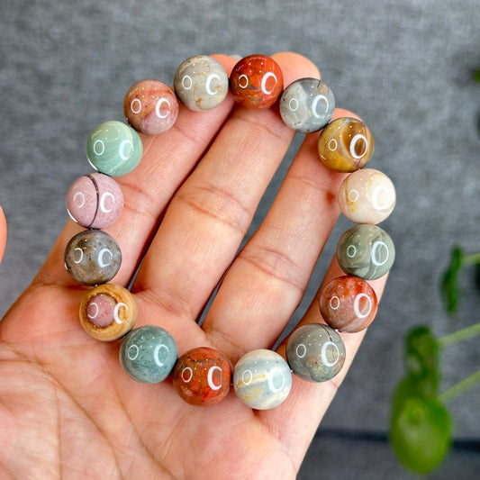 Multi Colour Natural Alashan Agate Bracelet Size 13.2 mm