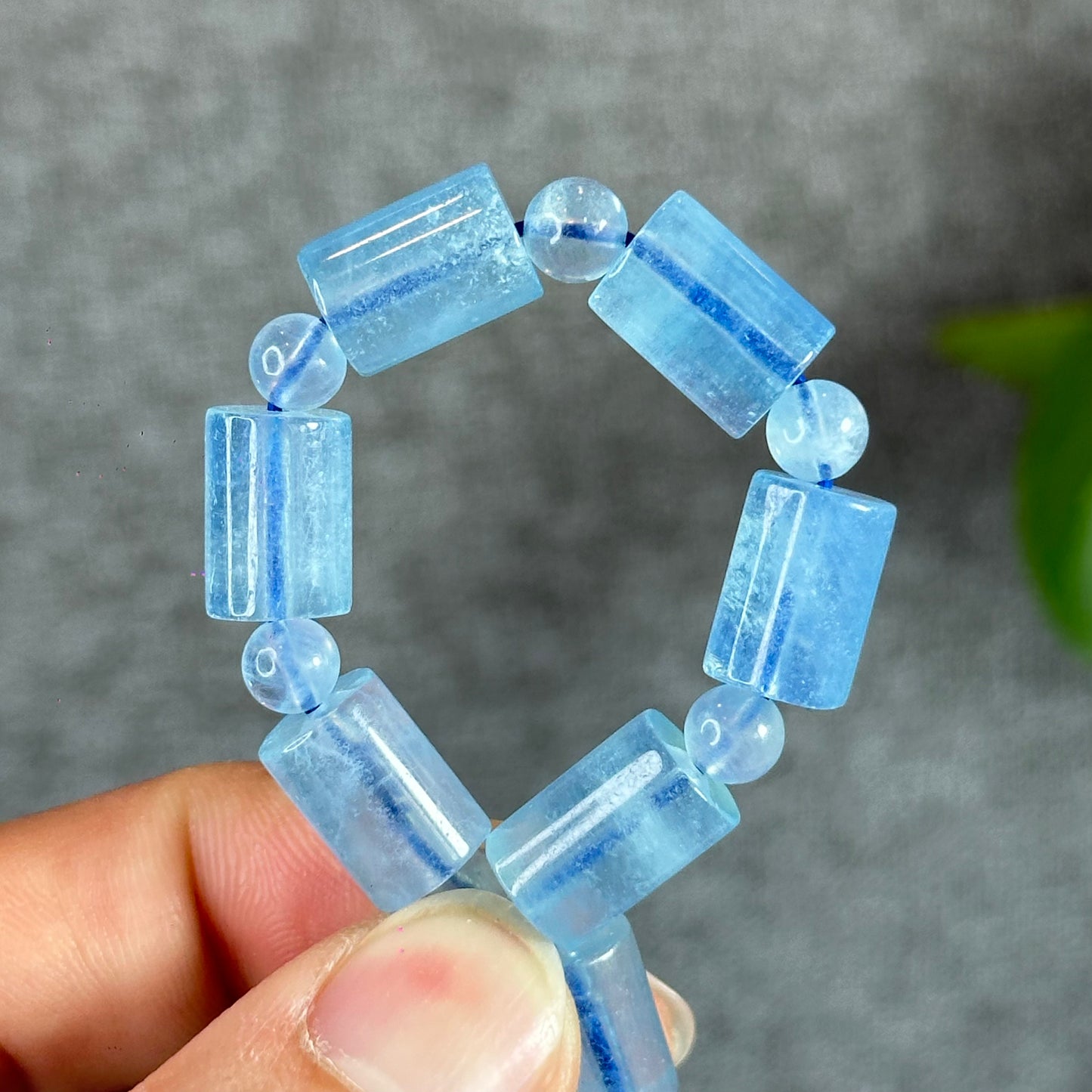 Natural Aquamarine Lu Thong Mixed Bracelet Size 8 mm