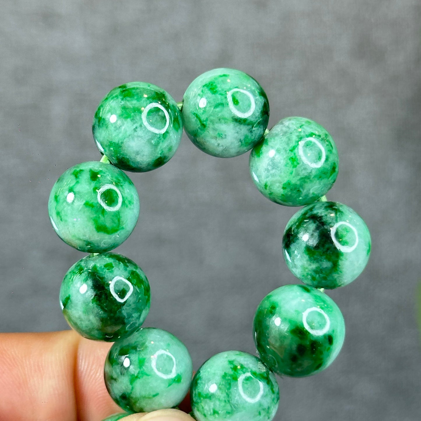 Natural Bright Apple Green Son Thuy Jadeite Jade VIP Bracelet Size 13 mm