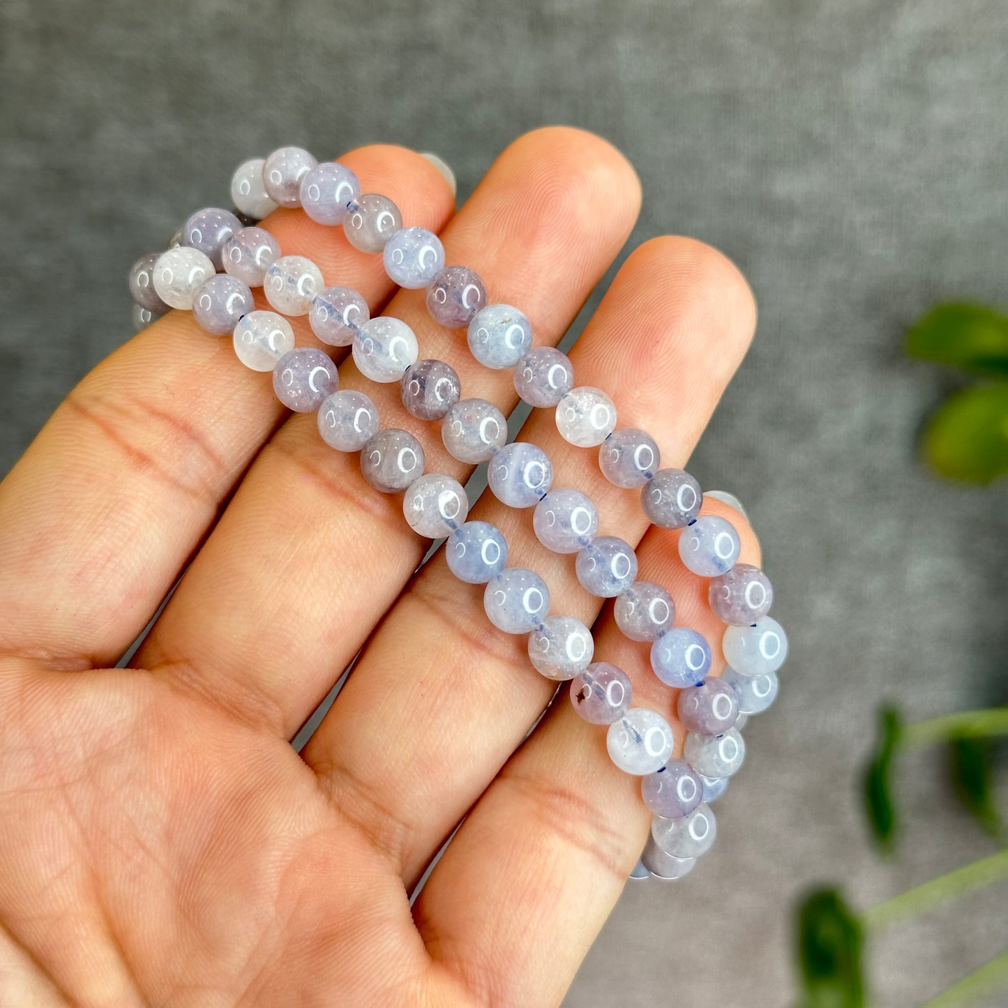 Natural Blue Rose Quartz Triple Wrap Bracelet Size 6 mm
