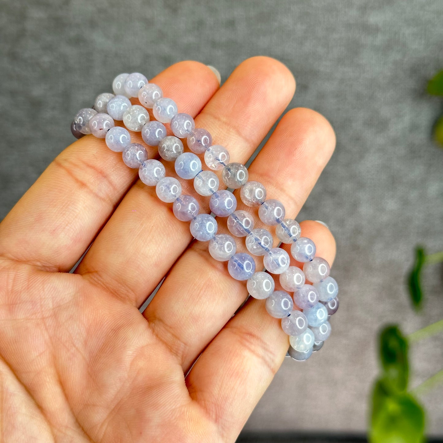 Natural Blue Rose Quartz Triple Wrap Bracelet Size 6 mm