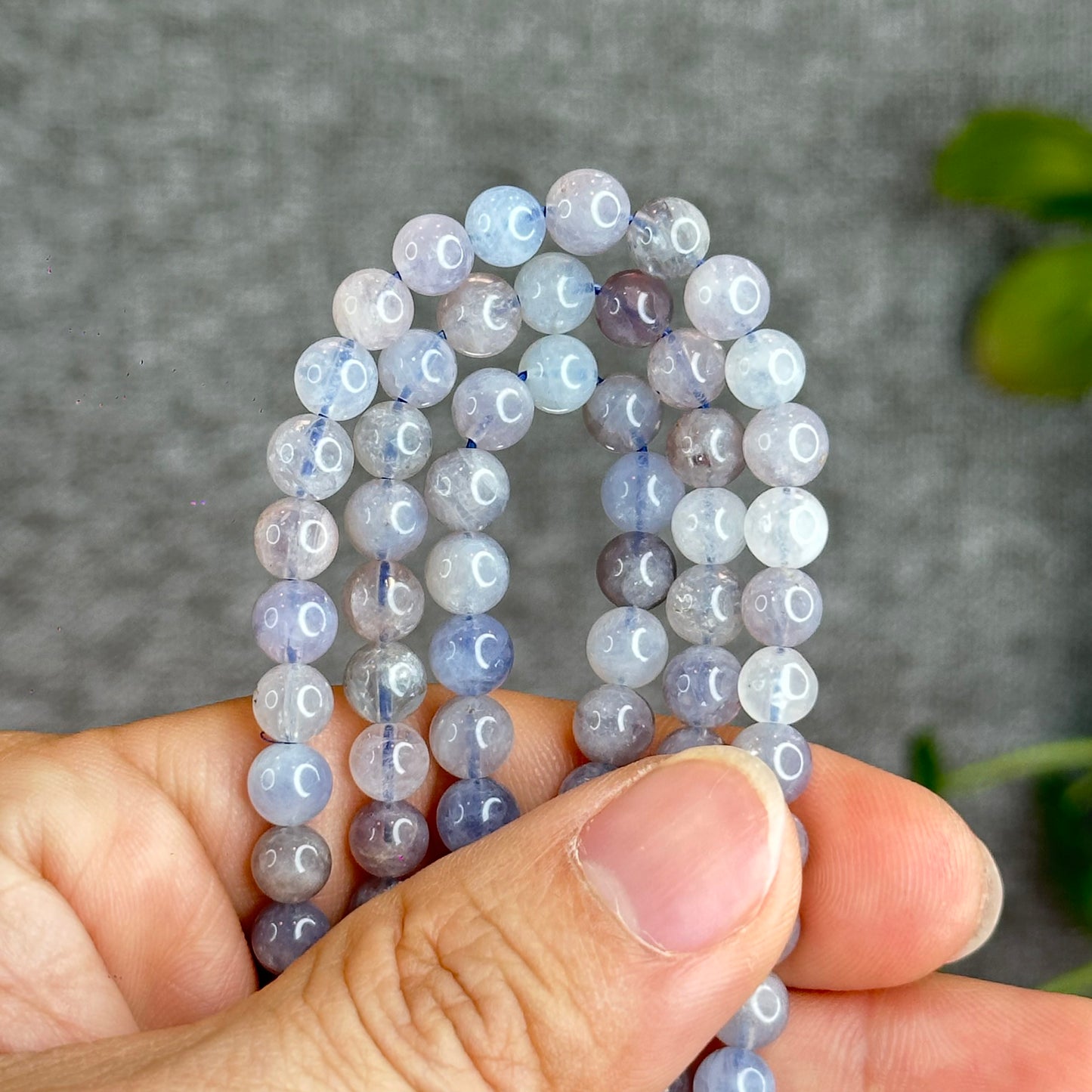 Natural Blue Rose Quartz Triple Wrap Bracelet Size 6 mm