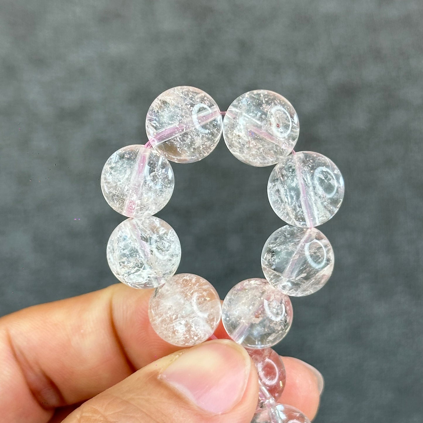 Natural Pink Himalayan Quartz Bracelet Size 12.2 mm