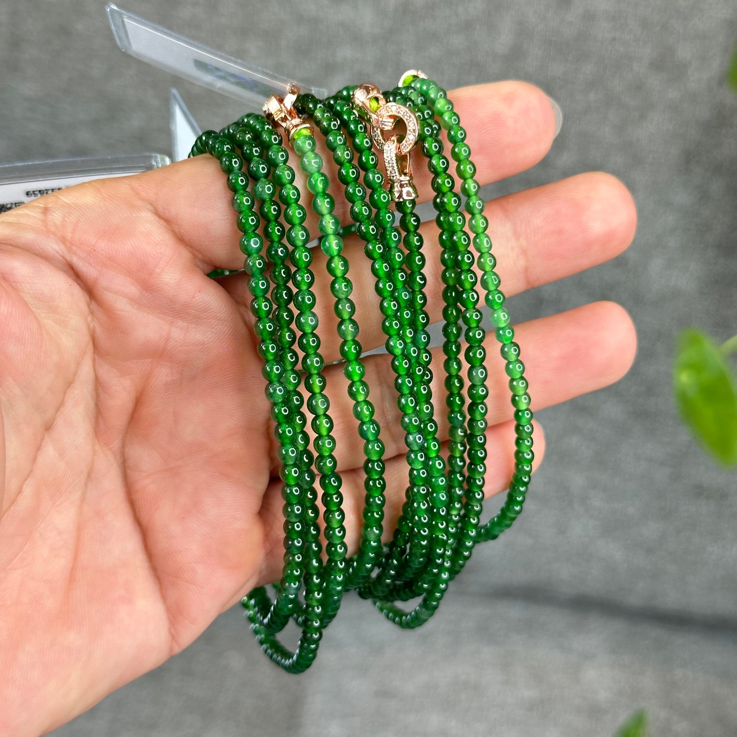 Natural Imperial Green Translucent Jadeite Jade VIP Necklace Accent Clasp