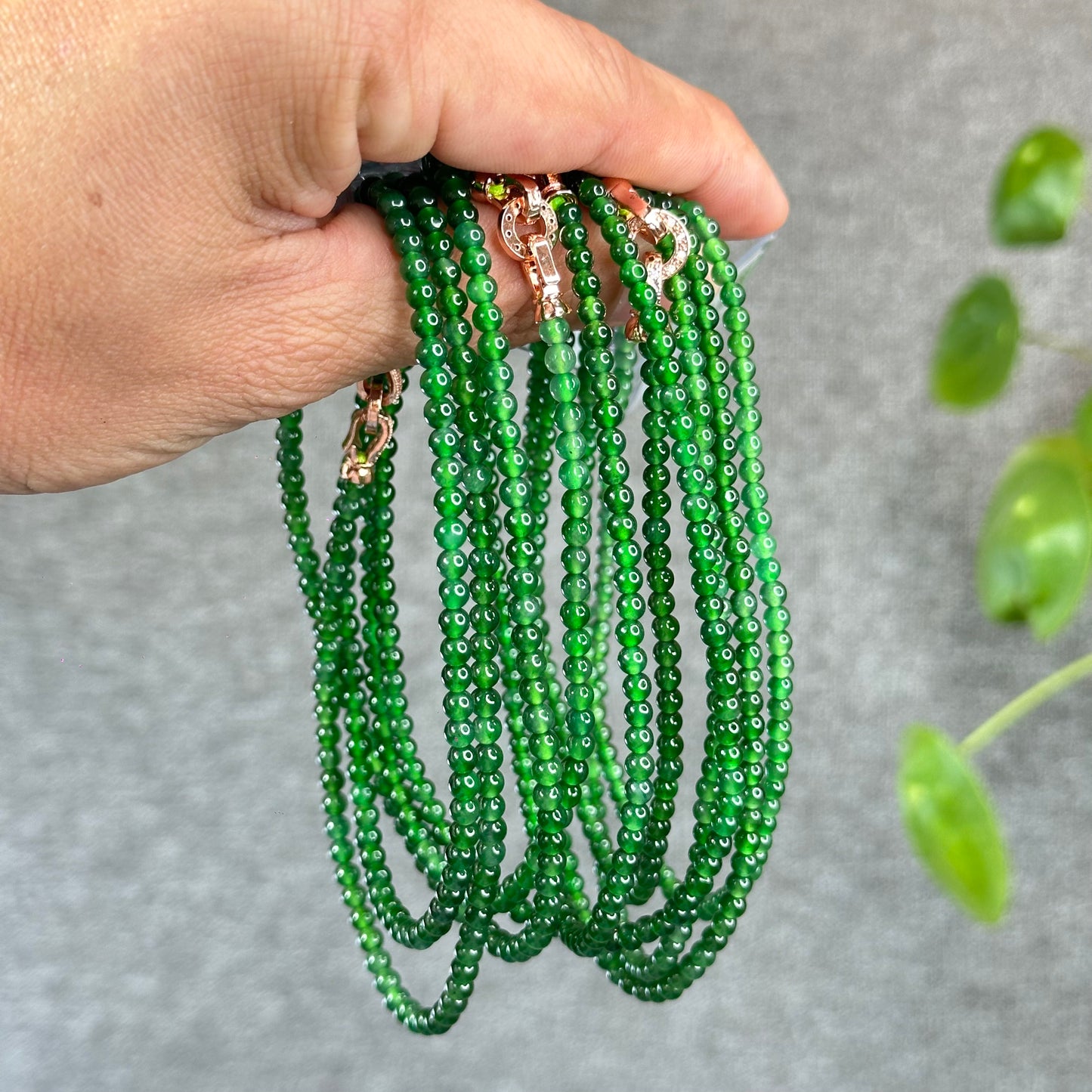 Natural Imperial Green Translucent Jadeite Jade VIP Necklace Accent Clasp