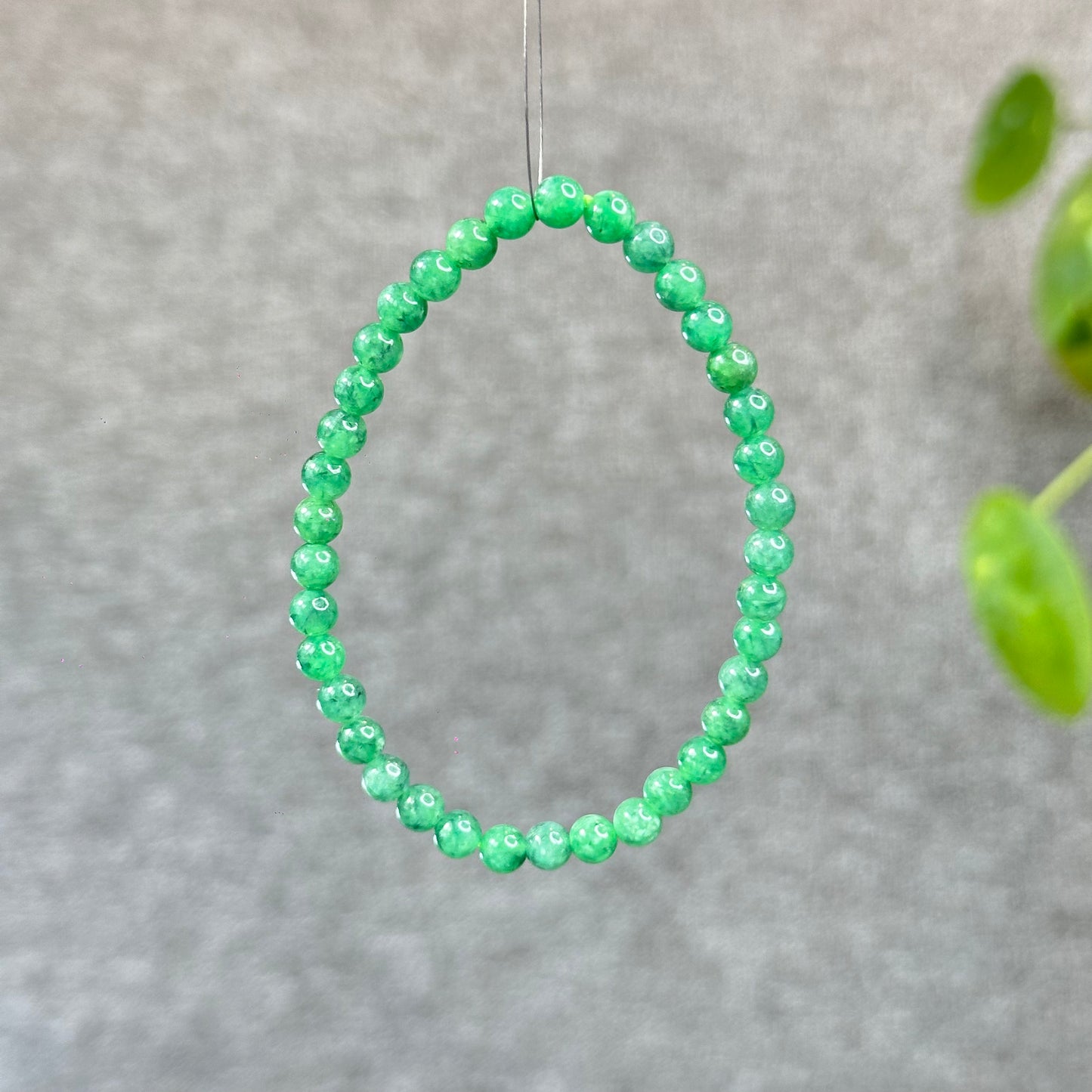Natural Apple Green Semi-Translucent Jadeite Jade Bracelet Size 5 mm
