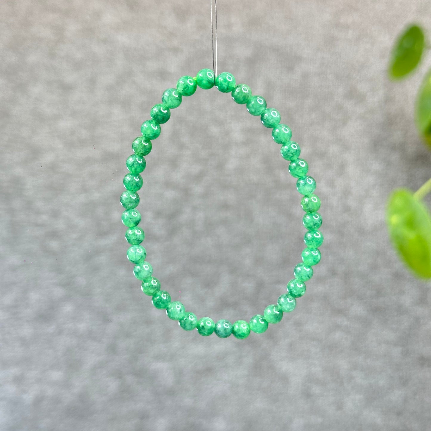 Natural Apple Green Semi-Translucent Jadeite Jade Bracelet Size 5 mm