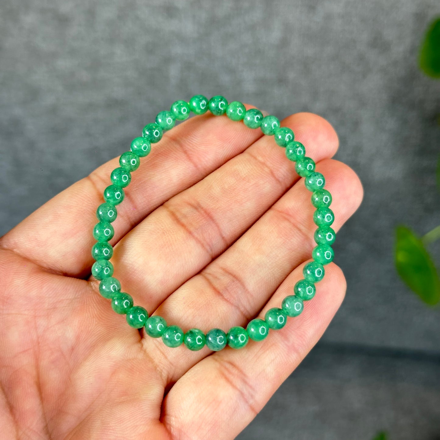 Natural Apple Green Semi-Translucent Jadeite Jade Bracelet Size 5 mm