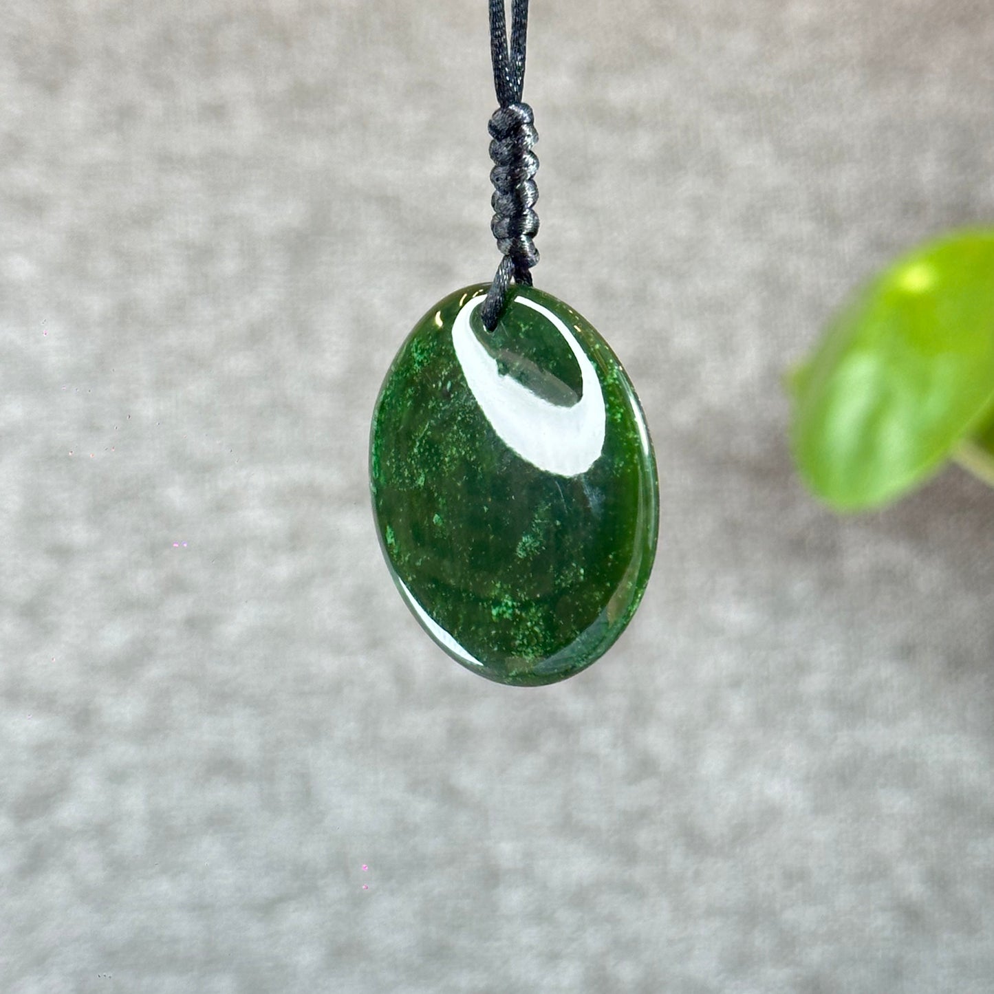 Light Floral Green Round Luch Coin VIP Natural Nephrite Jade Pendant
