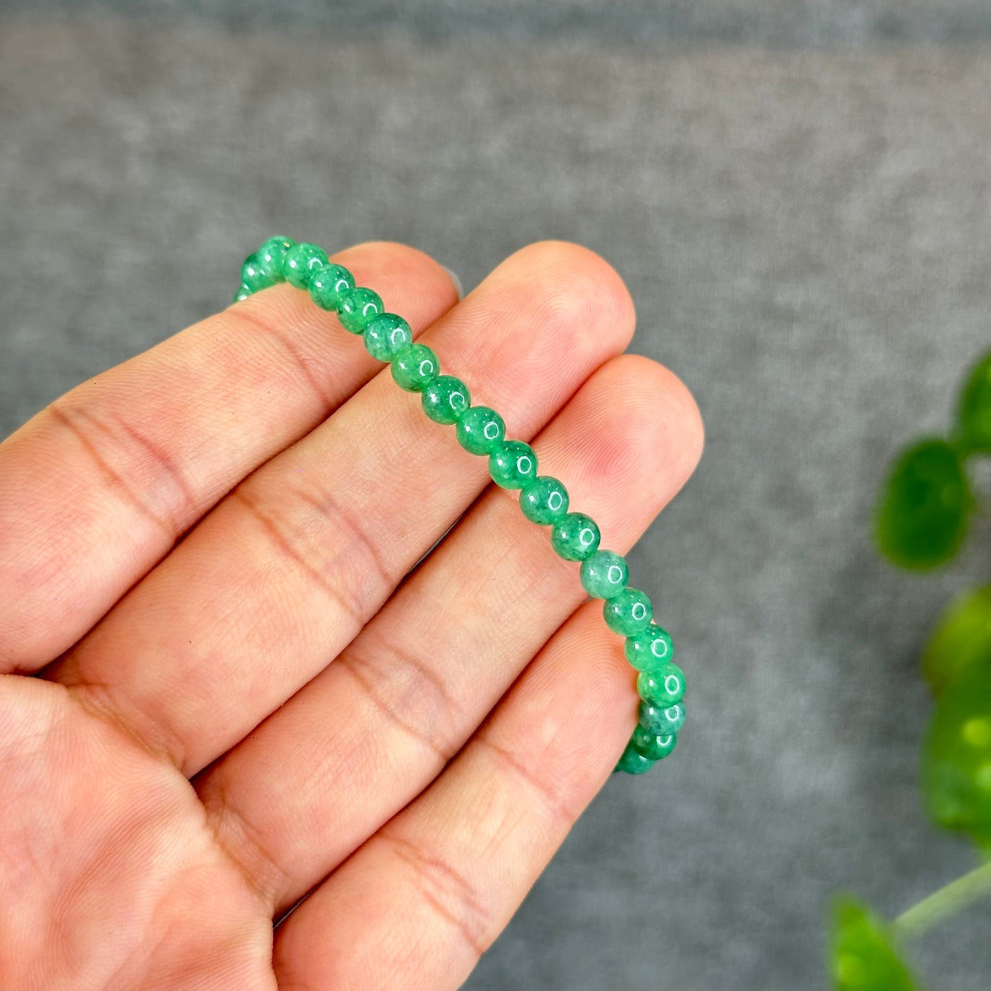 Natural Apple Green Semi-Translucent Jadeite Jade Bracelet Size 5 mm