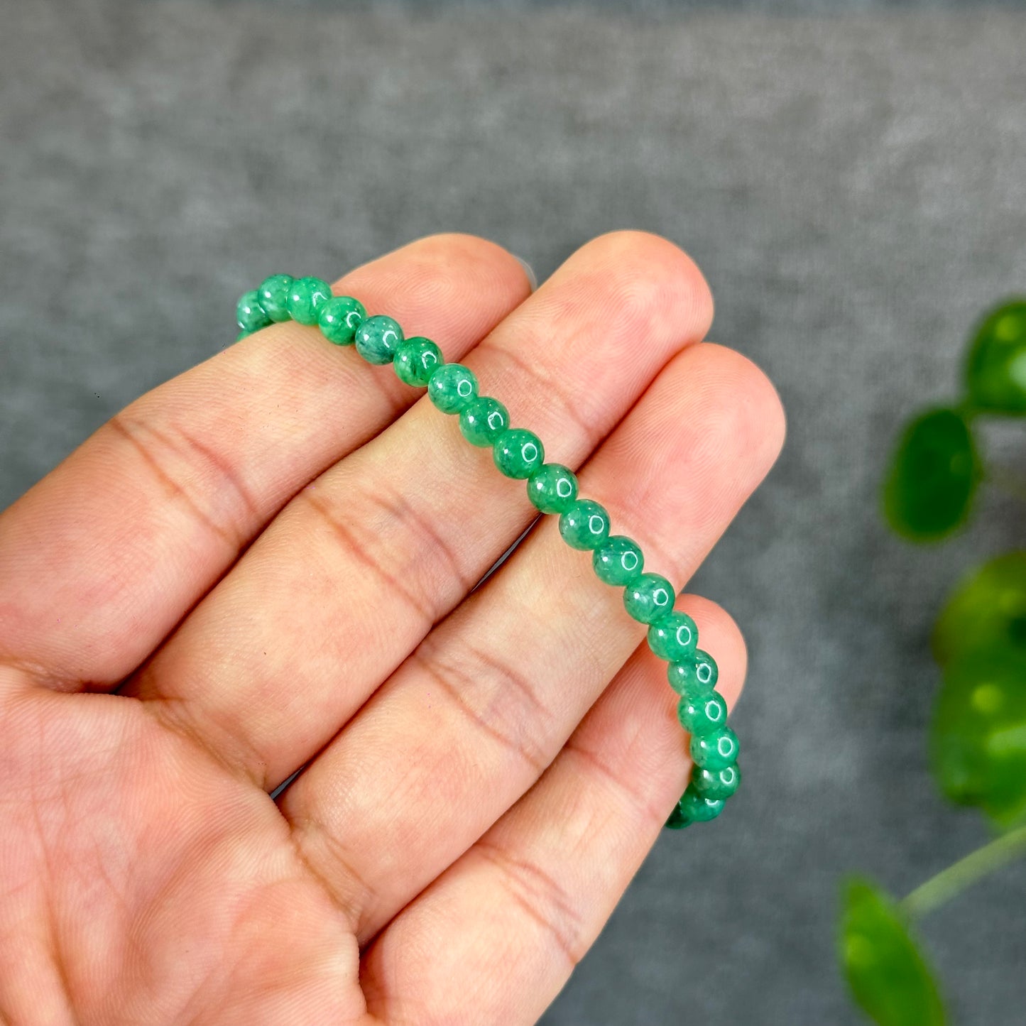Natural Apple Green Semi-Translucent Jadeite Jade Bracelet Size 5 mm