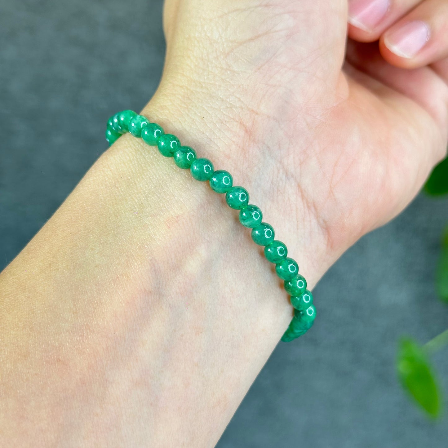 Natural Apple Green Semi-Translucent Jadeite Jade Bracelet Size 5 mm