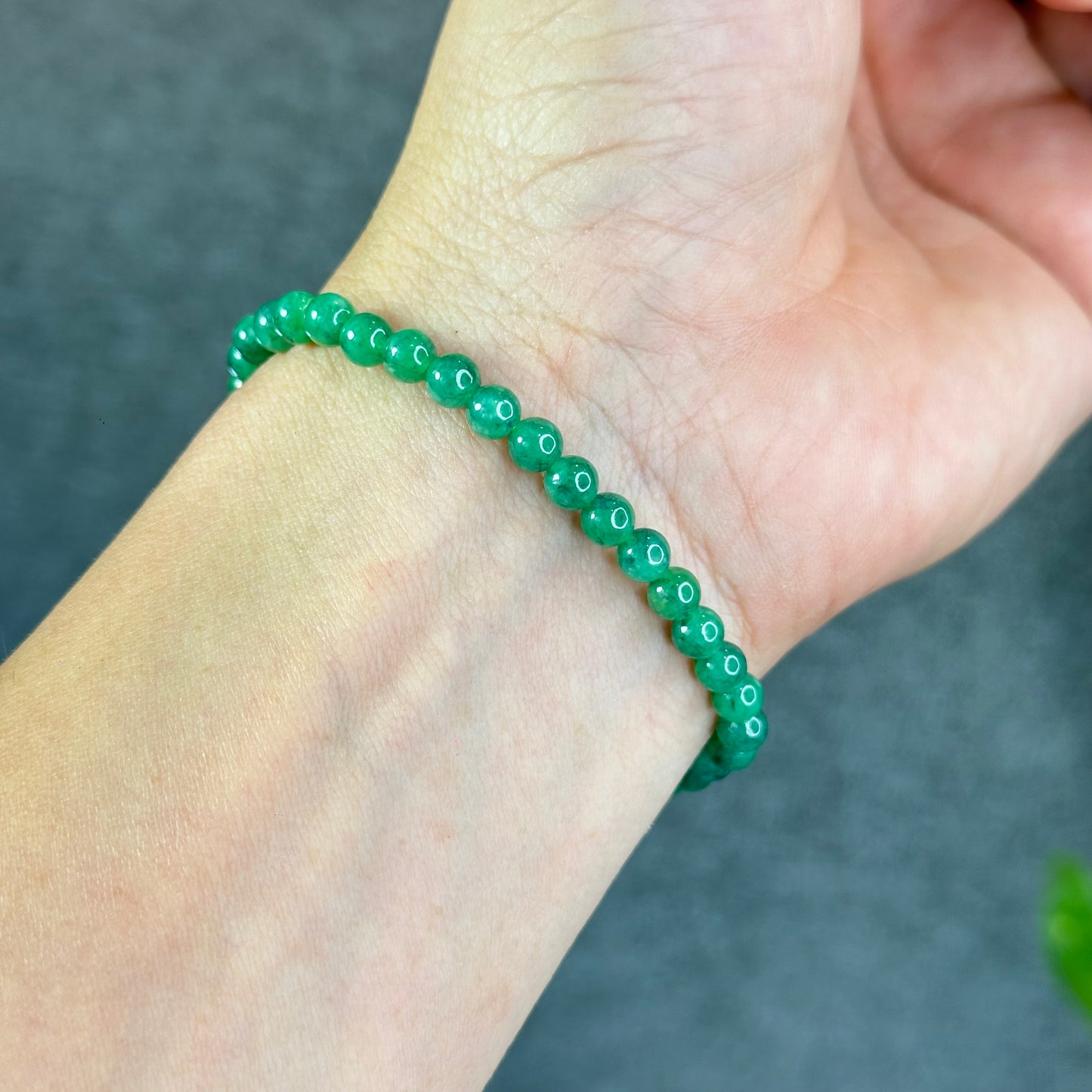 Natural Apple Green Semi-Translucent Jadeite Jade Bracelet Size 5 mm