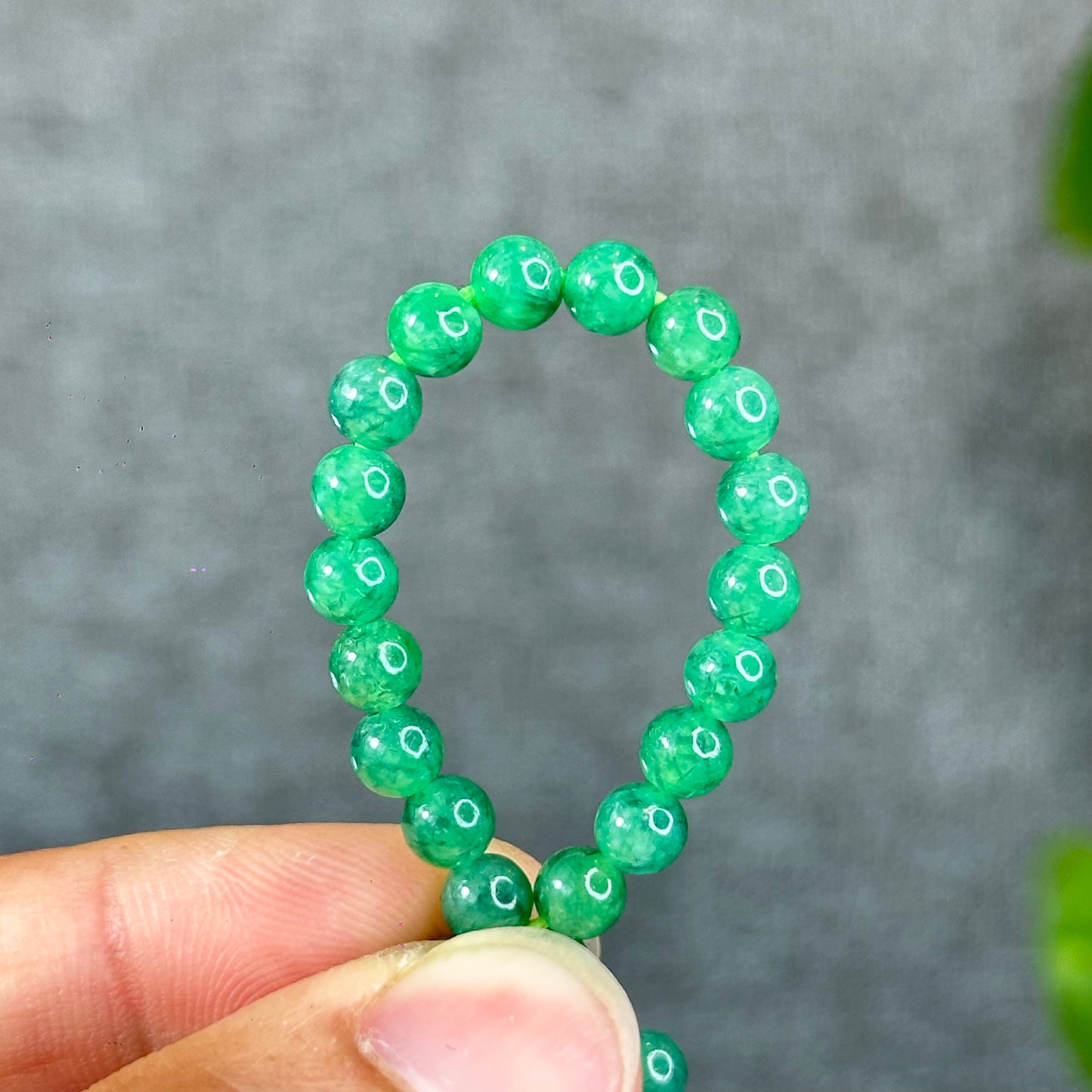 Natural Apple Green Semi-Translucent Jadeite Jade Bracelet Size 5 mm