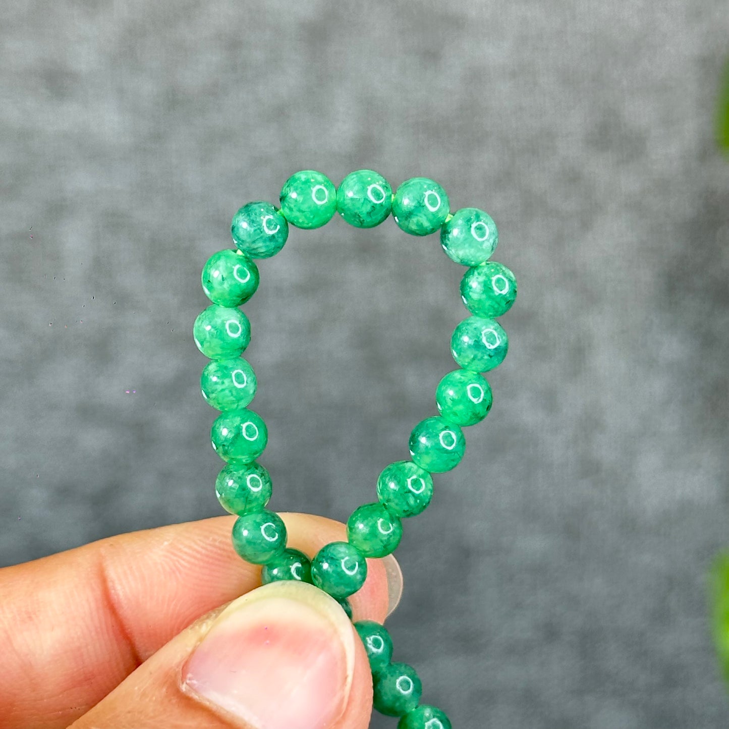 Natural Apple Green Semi-Translucent Jadeite Jade Bracelet Size 5 mm