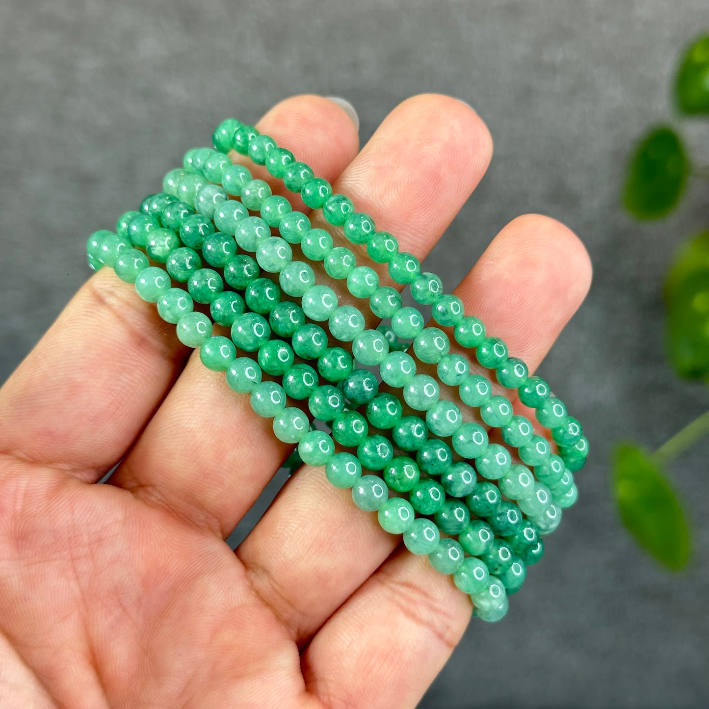 Natural Apple Green Semi-Translucent Jadeite Jade Bracelet Size 5 mm