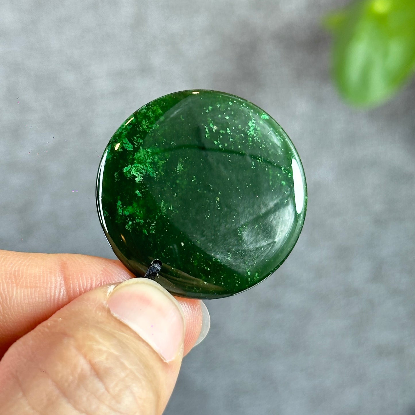 Light Floral Green Round Luch Coin VIP Natural Nephrite Jade Pendant