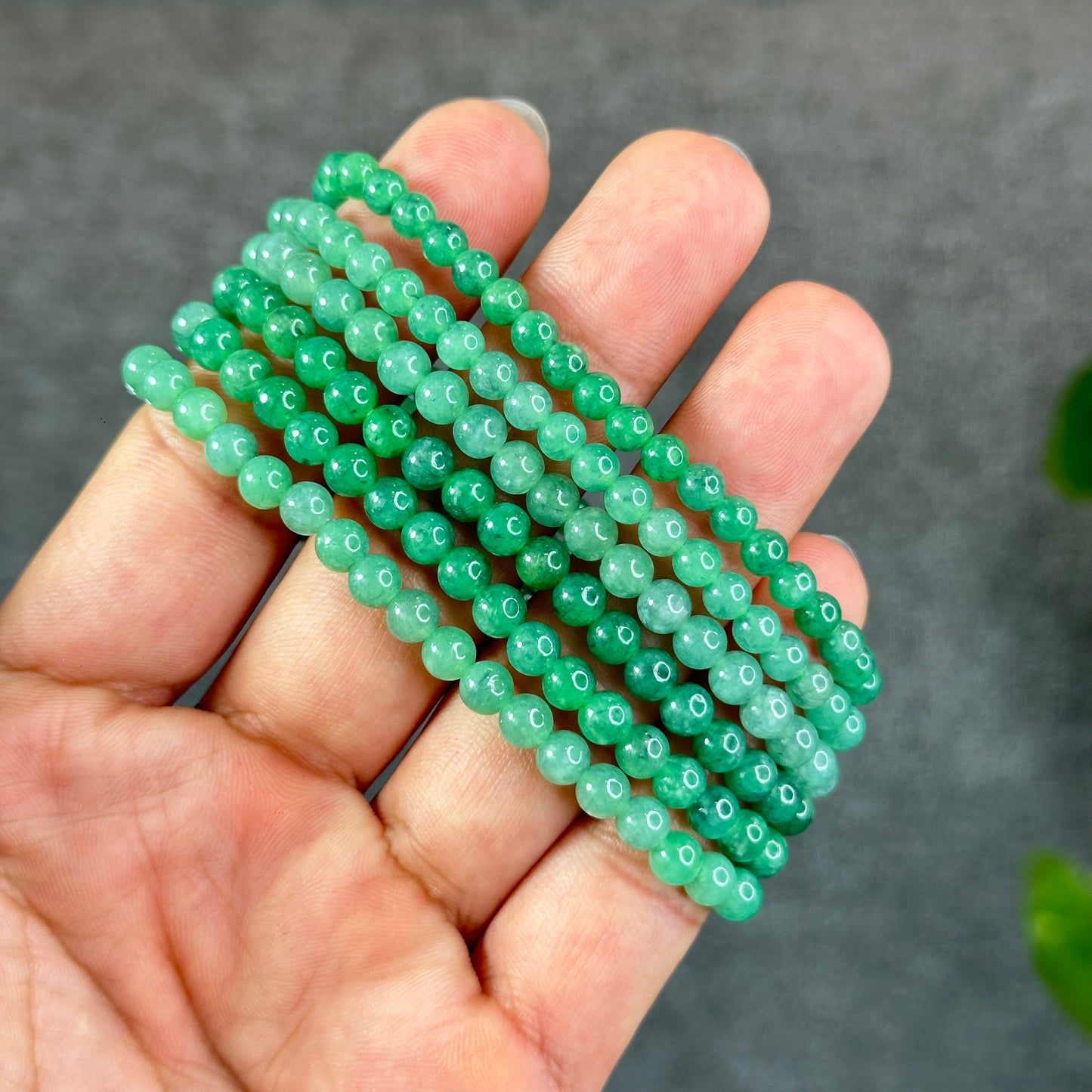 Natural Apple Green Semi-Translucent Jadeite Jade Bracelet Size 5 mm
