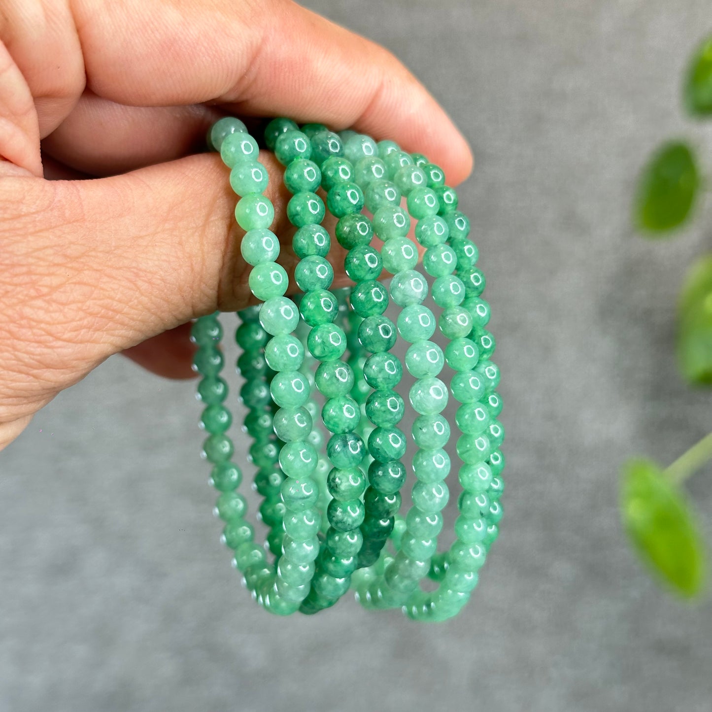 Natural Apple Green Semi-Translucent Jadeite Jade Bracelet Size 5 mm