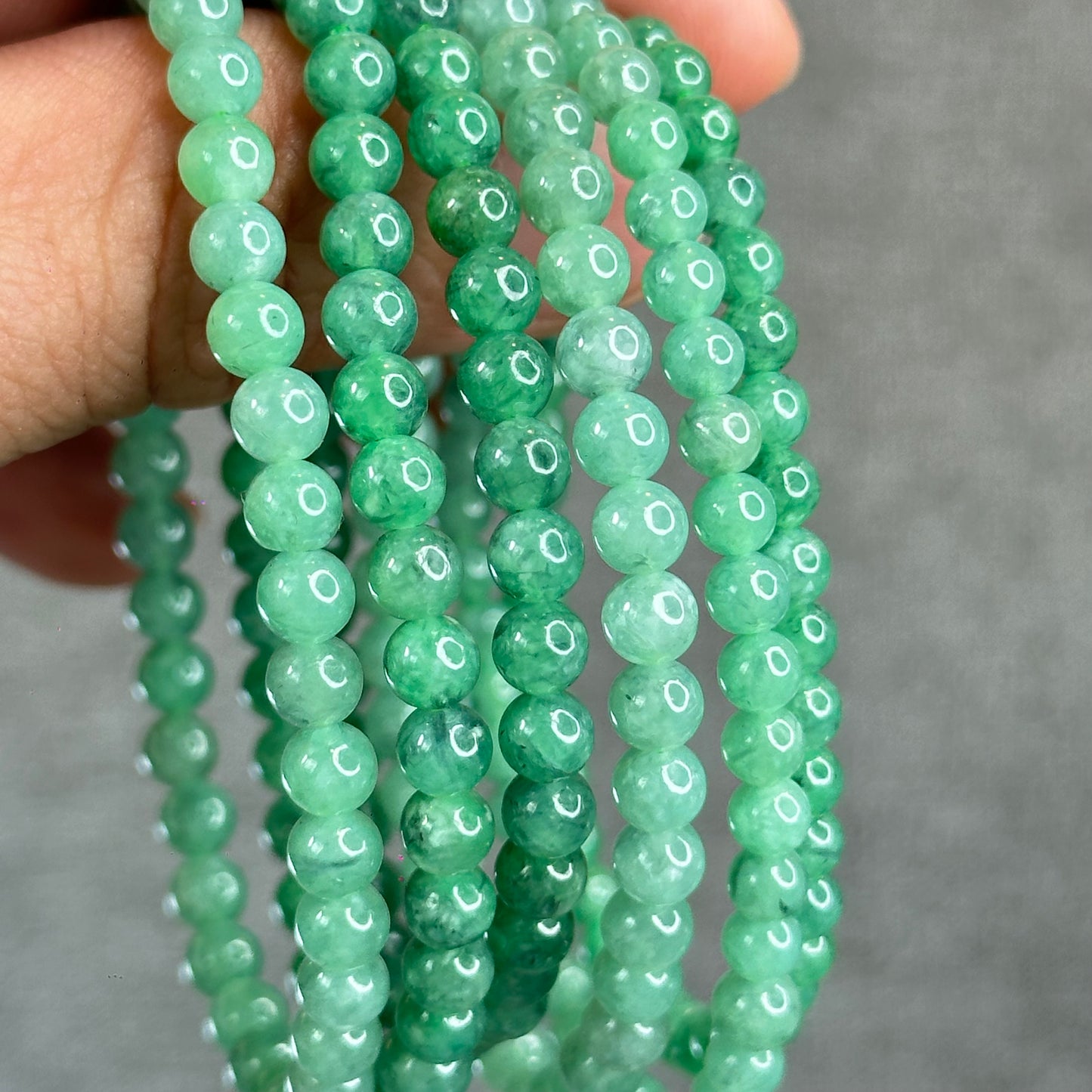 Natural Apple Green Semi-Translucent Jadeite Jade Bracelet Size 5 mm