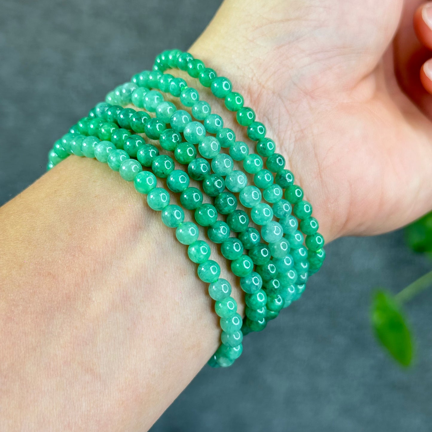 Natural Apple Green Semi-Translucent Jadeite Jade Bracelet Size 5 mm