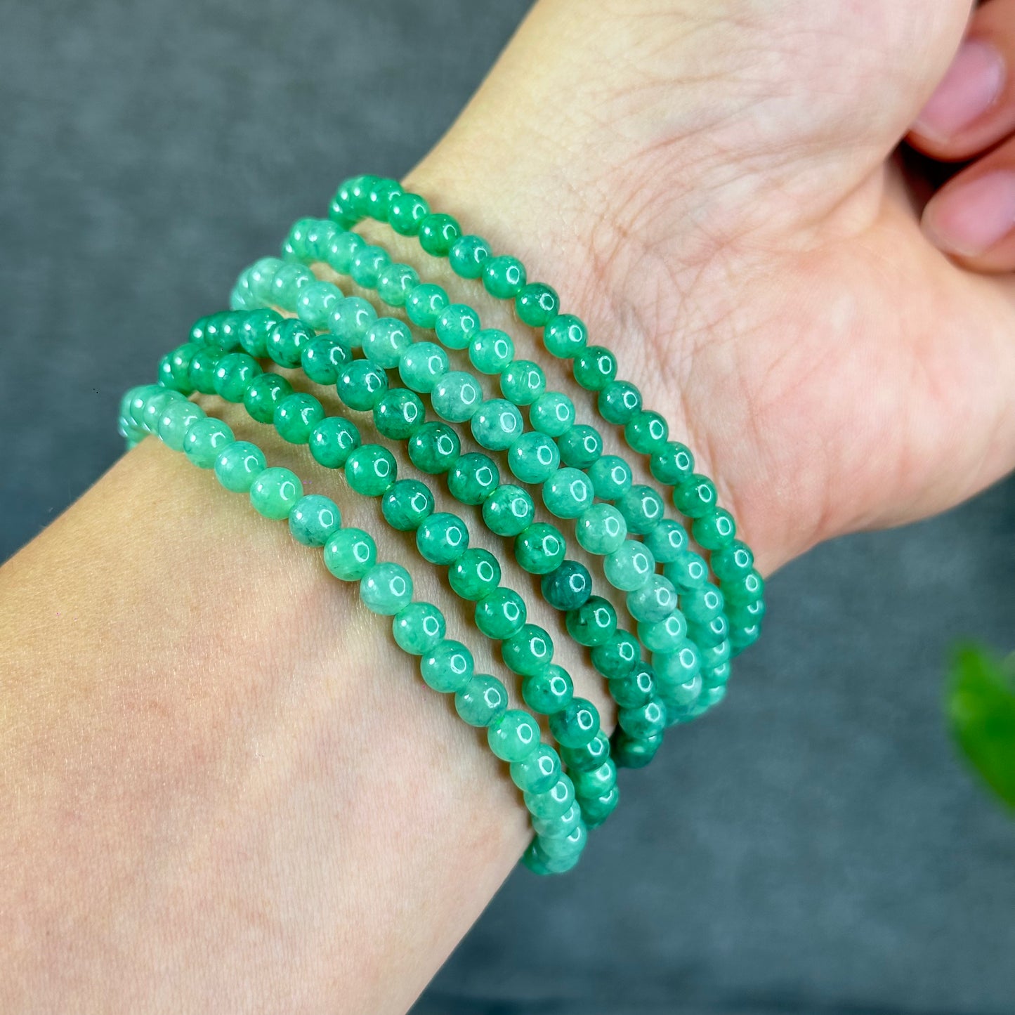 Natural Apple Green Semi-Translucent Jadeite Jade Bracelet Size 5 mm