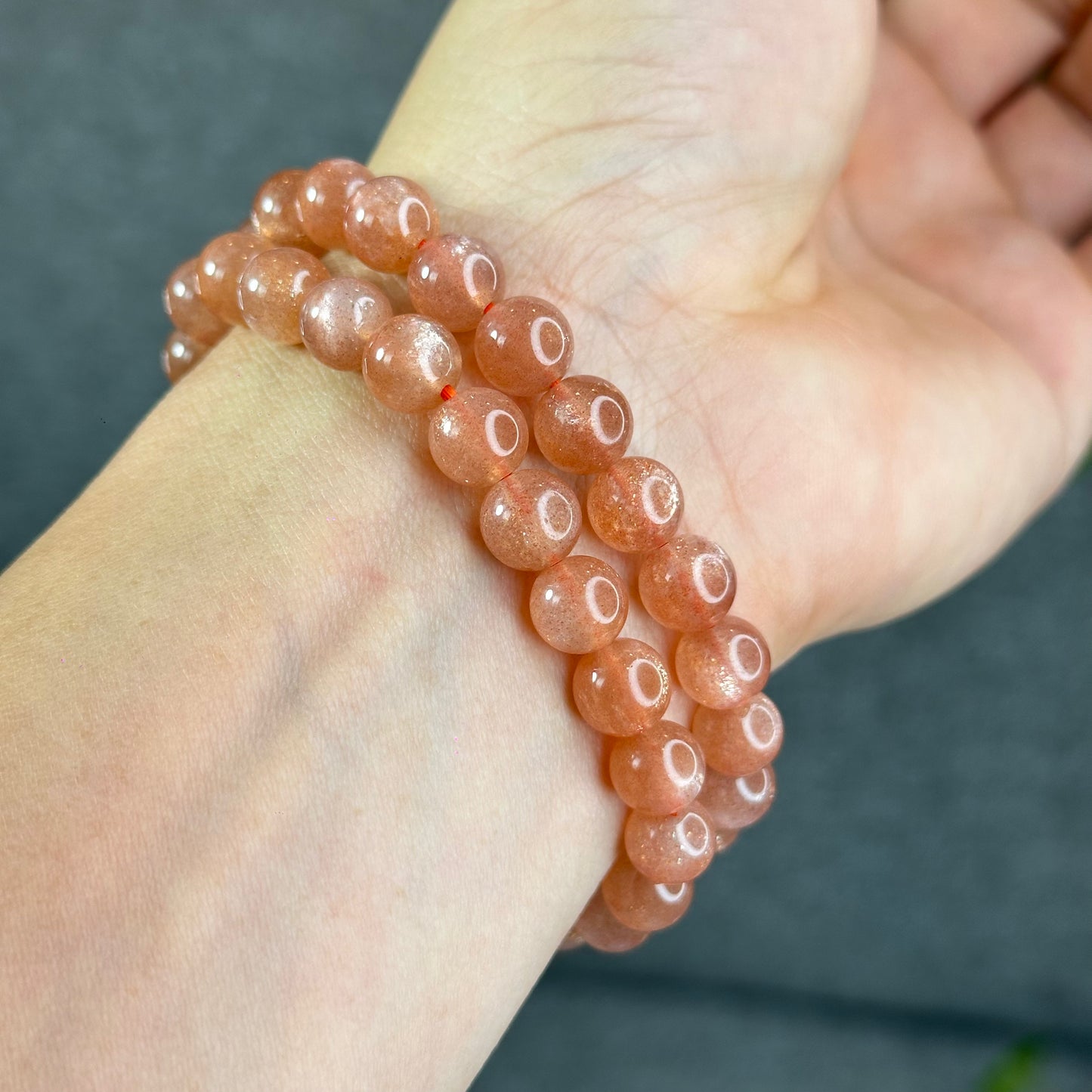 Natural Orange Sunstone Bracelet Size 8 mm