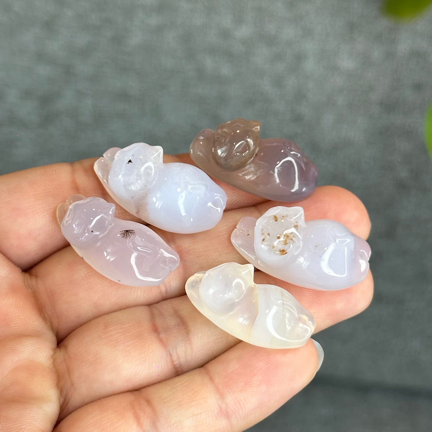 Natural Light Pink with Inclusion Cat Agate Charm